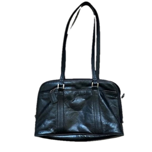 Vintage La Diva Black Italian Design Leather Purse Shoulder Bag - Made in Italy